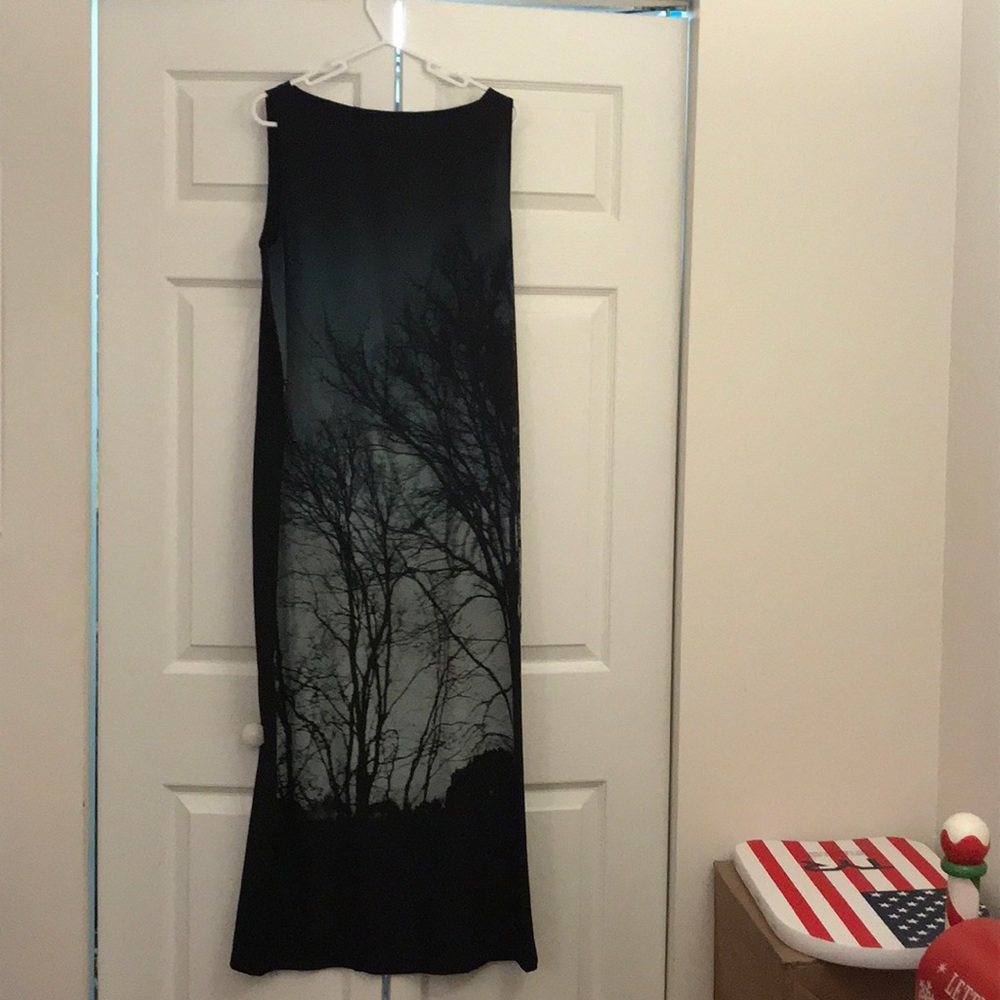 Dress with printed trees